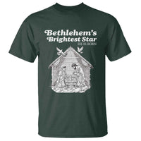 Nativity Scene T Shirt Brightest Star of Bethlehem He Is Born Christian Christmas - Wonder Print Shop