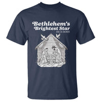 Nativity Scene T Shirt Brightest Star of Bethlehem He Is Born Christian Christmas - Wonder Print Shop