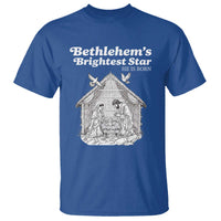 Nativity Scene T Shirt Brightest Star of Bethlehem He Is Born Christian Christmas - Wonder Print Shop