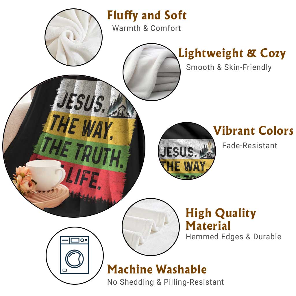 Jesus Christian Throw Blanket The Way The Truth The Life Nativity Scene - Wonder Print Shop