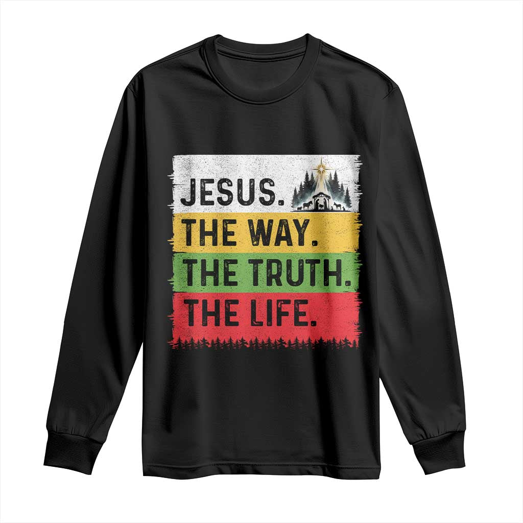 Jesus Christian Long Sleeve Shirt The Way The Truth The Life Nativity Scene - Wonder Print Shop