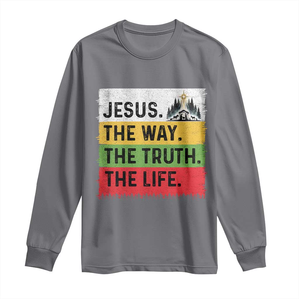 Jesus Christian Long Sleeve Shirt The Way The Truth The Life Nativity Scene - Wonder Print Shop