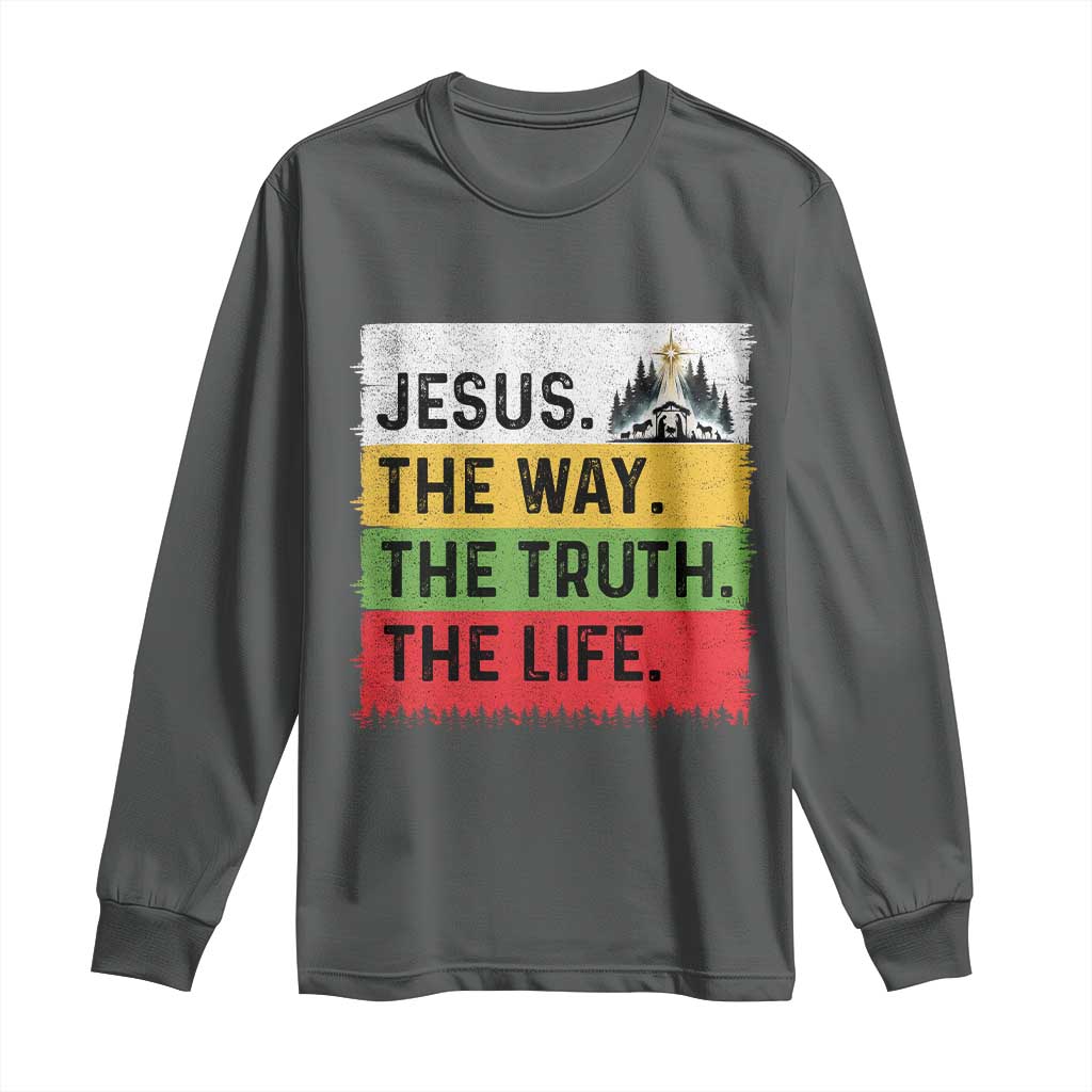Jesus Christian Long Sleeve Shirt The Way The Truth The Life Nativity Scene - Wonder Print Shop