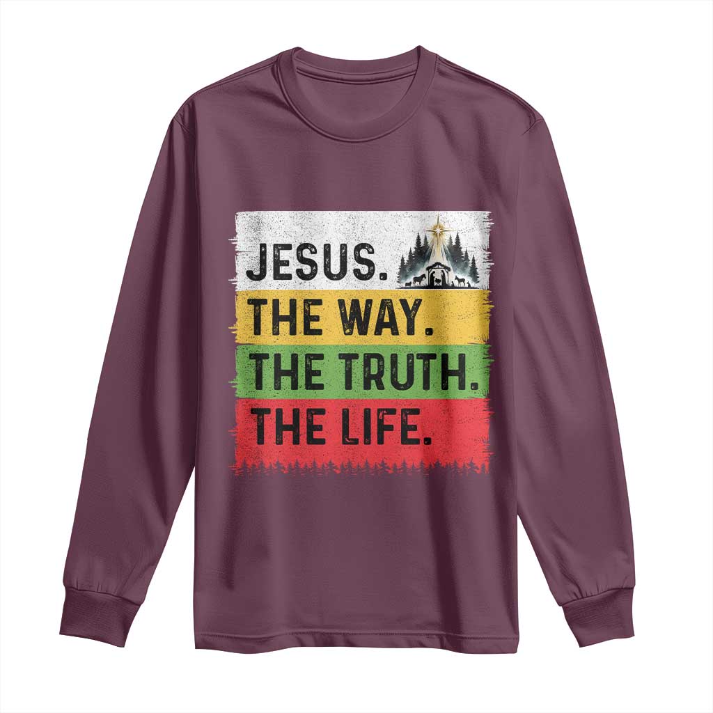 Jesus Christian Long Sleeve Shirt The Way The Truth The Life Nativity Scene - Wonder Print Shop
