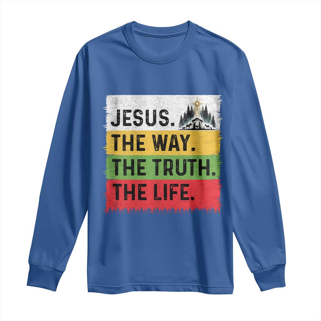 Jesus Christian Long Sleeve Shirt The Way The Truth The Life Nativity Scene - Wonder Print Shop