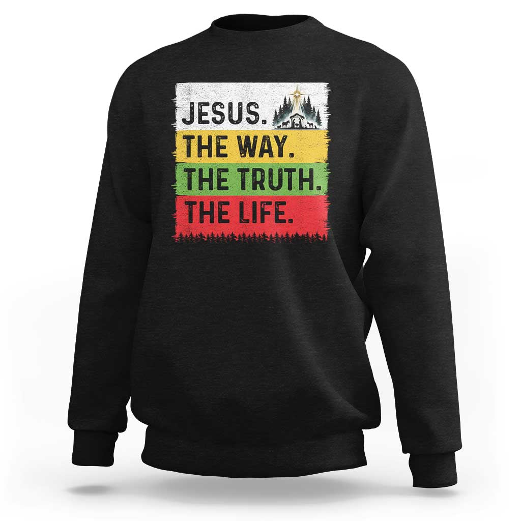 Jesus Christian Sweatshirt The Way The Truth The Life Nativity Scene - Wonder Print Shop