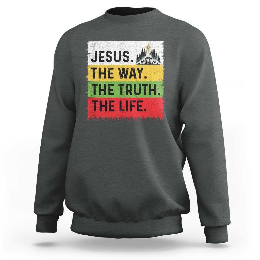 Jesus Christian Sweatshirt The Way The Truth The Life Nativity Scene - Wonder Print Shop