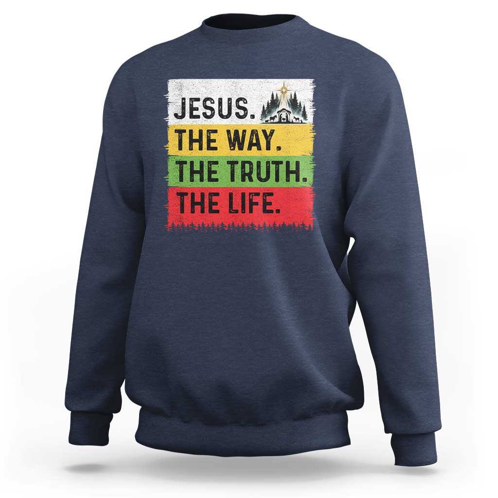 Jesus Christian Sweatshirt The Way The Truth The Life Nativity Scene - Wonder Print Shop