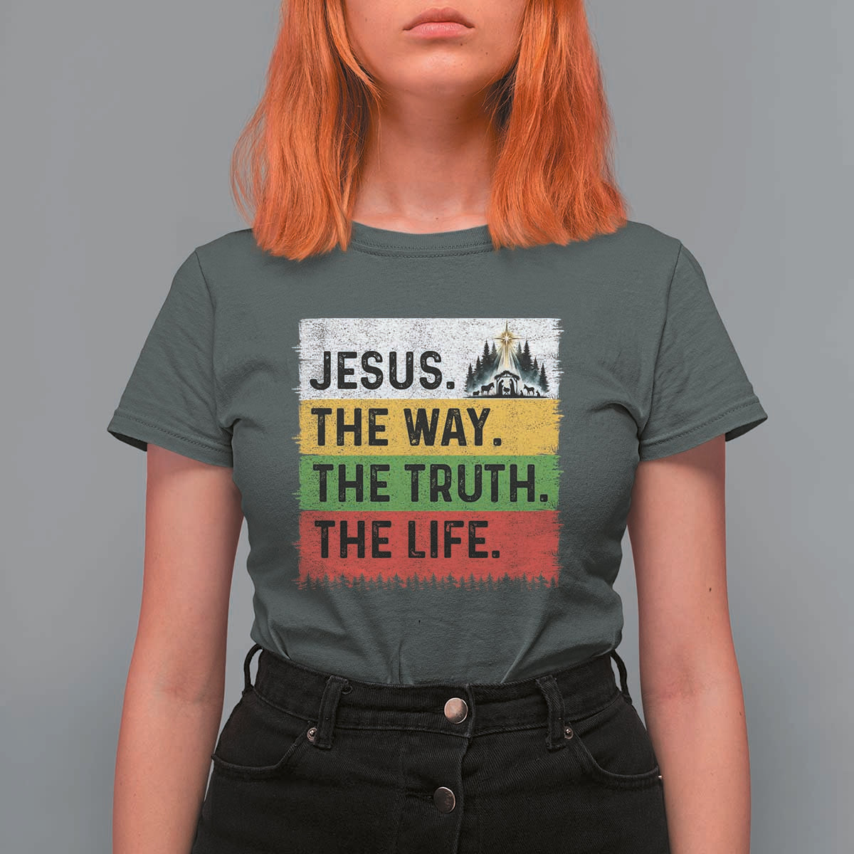 Jesus Christian T Shirt For Women The Way The Truth The Life Nativity Scene - Wonder Print Shop