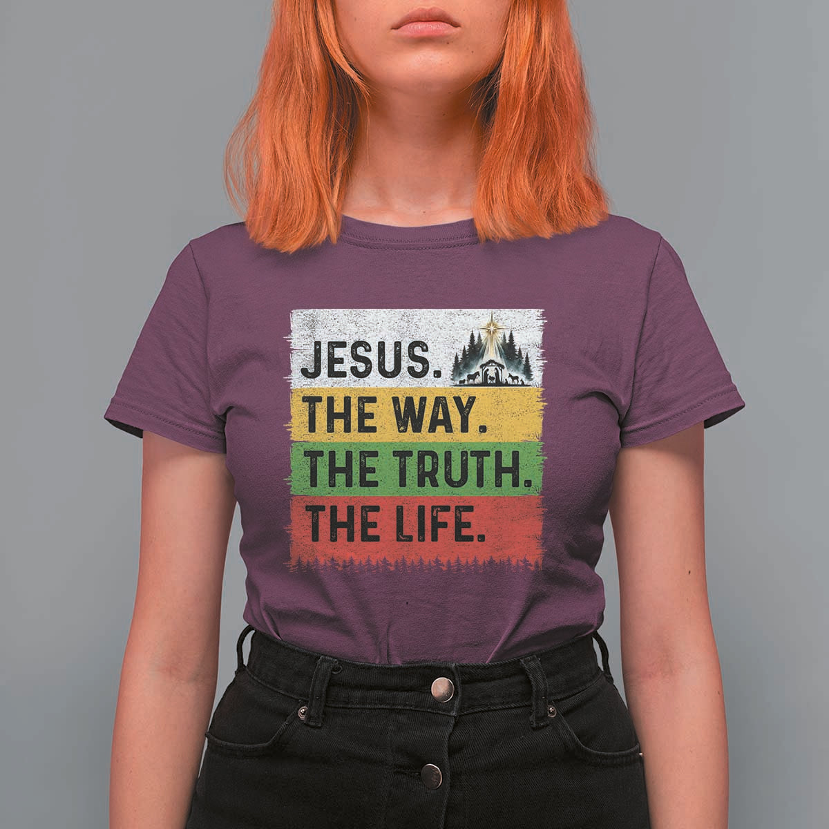 Jesus Christian T Shirt For Women The Way The Truth The Life Nativity Scene - Wonder Print Shop