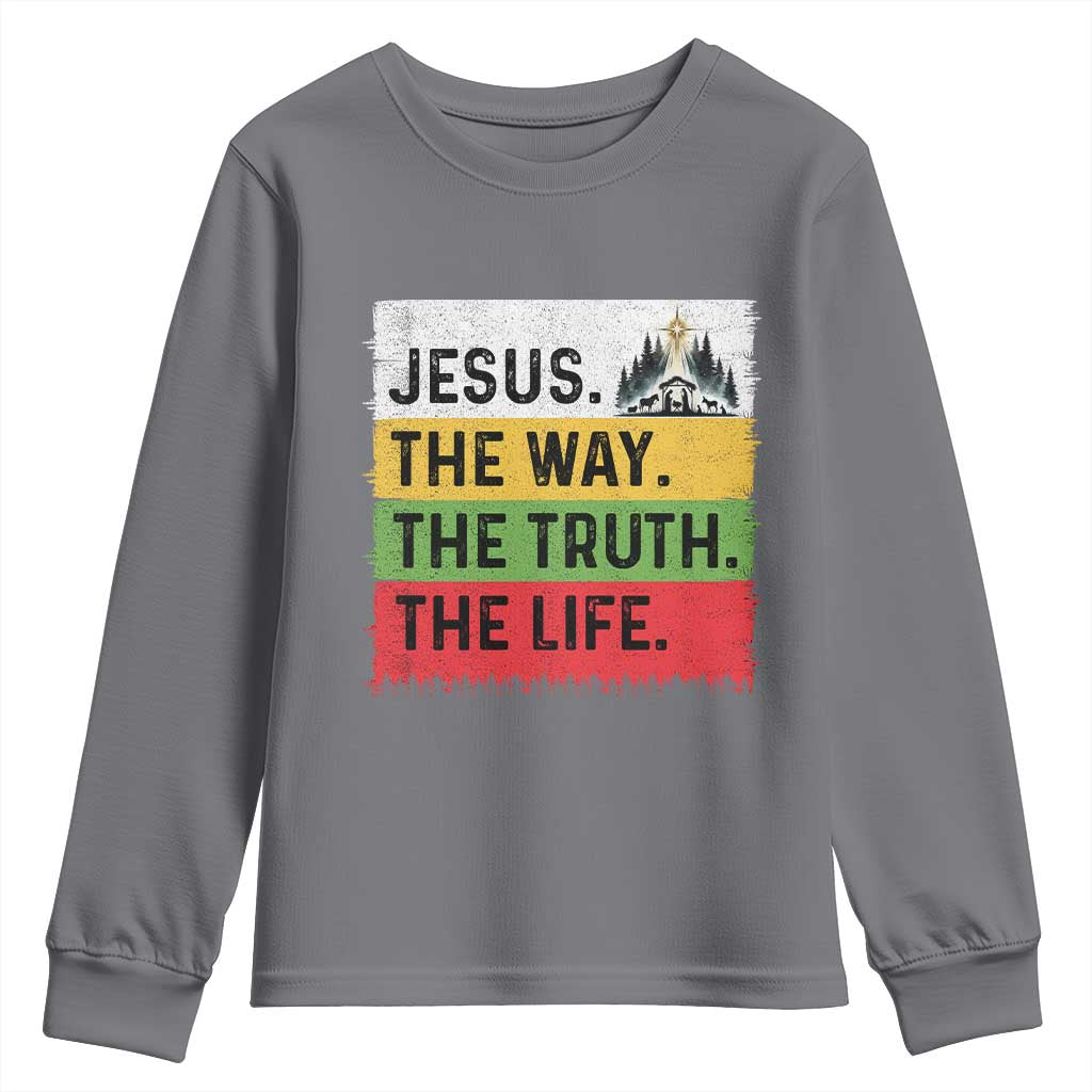Jesus Christian Youth Sweatshirt The Way The Truth The Life Nativity Scene - Wonder Print Shop