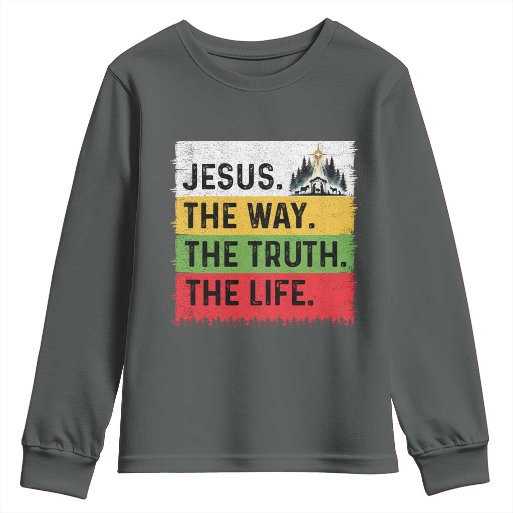 Jesus Christian Youth Sweatshirt The Way The Truth The Life Nativity Scene - Wonder Print Shop