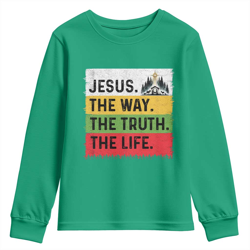 Jesus Christian Youth Sweatshirt The Way The Truth The Life Nativity Scene - Wonder Print Shop