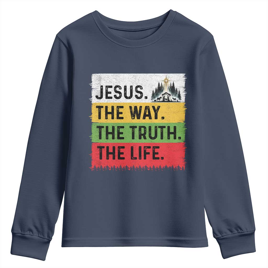 Jesus Christian Youth Sweatshirt The Way The Truth The Life Nativity Scene - Wonder Print Shop