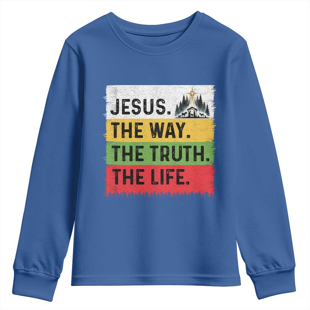 Jesus Christian Youth Sweatshirt The Way The Truth The Life Nativity Scene - Wonder Print Shop