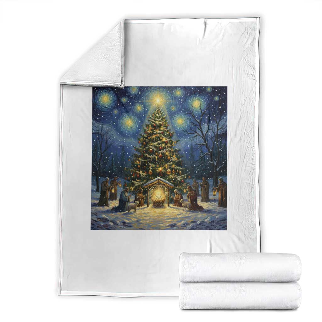 Nativity Scene Throw Blanket Christmas Starry Night Christian Jesus Baby Jesus Holiday - Wonder Print Shop