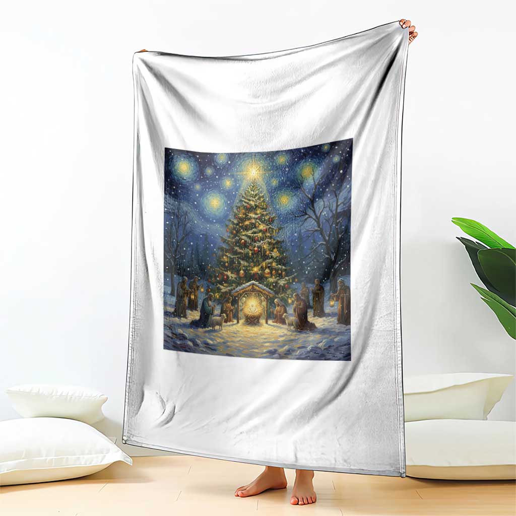 Nativity Scene Throw Blanket Christmas Starry Night Christian Jesus Baby Jesus Holiday - Wonder Print Shop