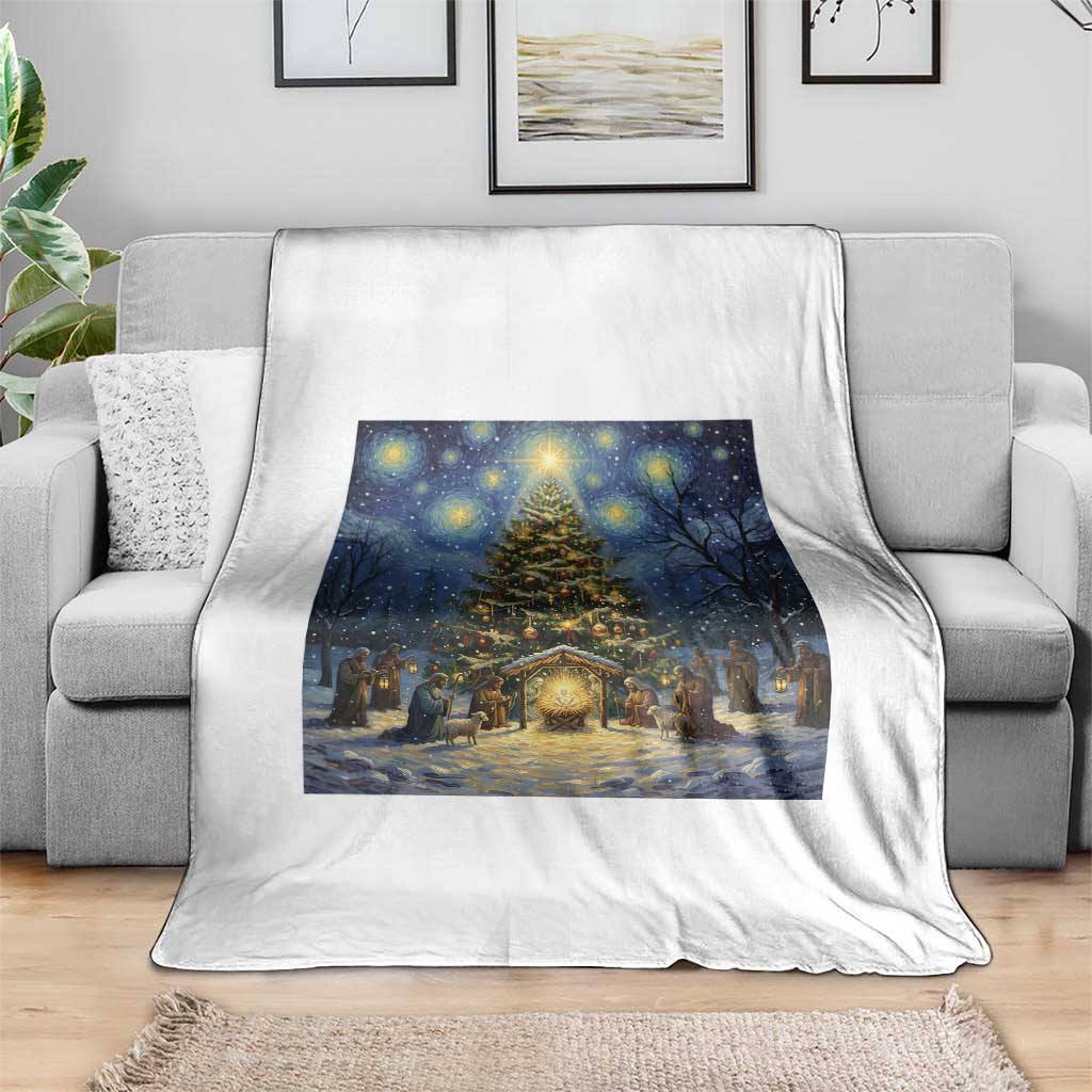 Nativity Scene Throw Blanket Christmas Starry Night Christian Jesus Baby Jesus Holiday - Wonder Print Shop