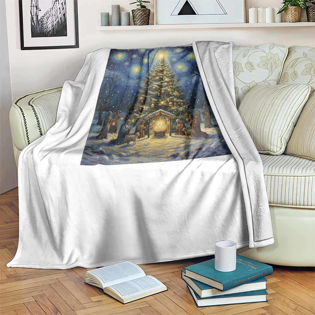 Nativity Scene Throw Blanket Christmas Starry Night Christian Jesus Baby Jesus Holiday - Wonder Print Shop