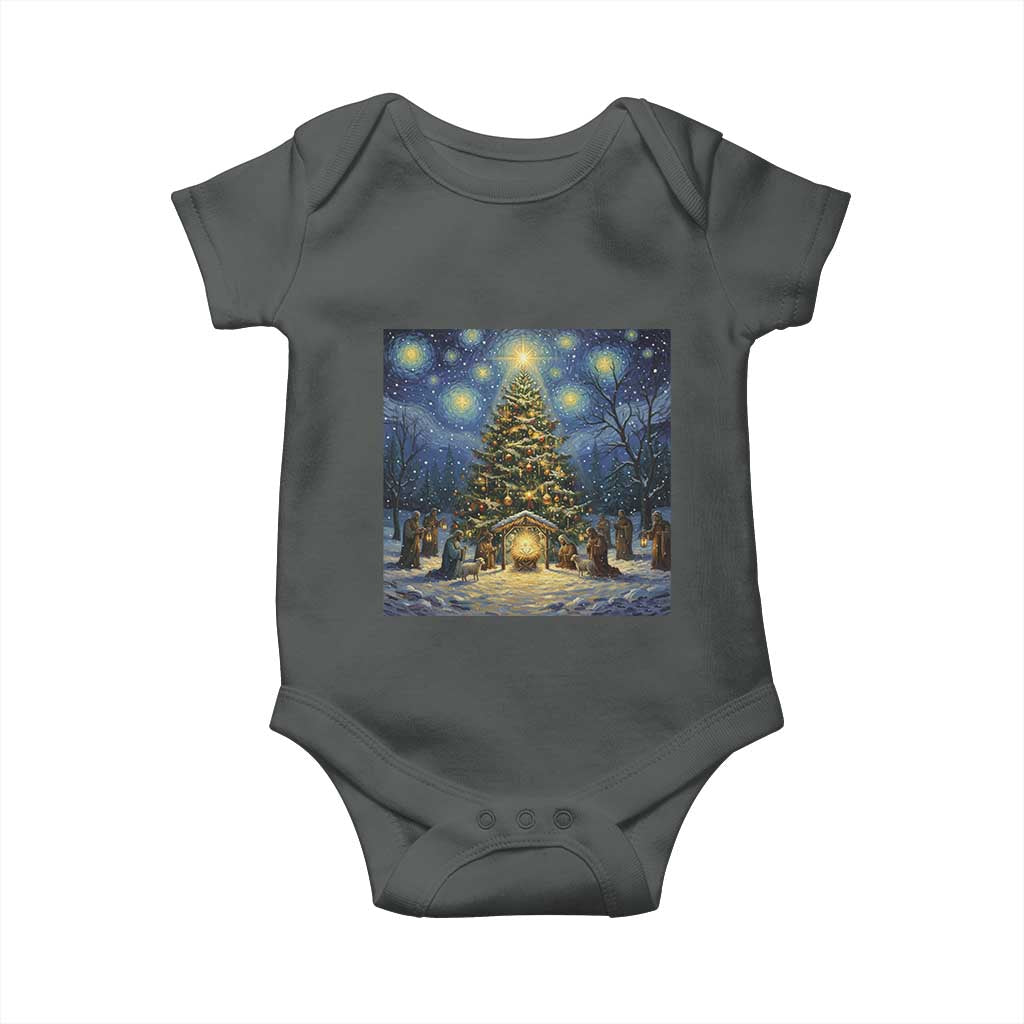 Nativity Scene Baby Onesie Christmas Starry Night Christian Jesus Baby Jesus Holiday - Wonder Print Shop
