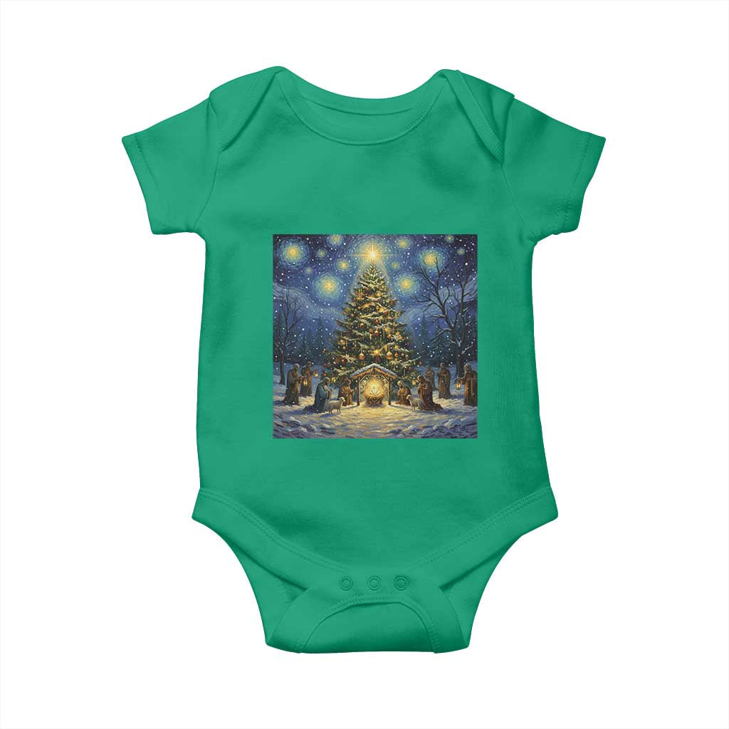 Nativity Scene Baby Onesie Christmas Starry Night Christian Jesus Baby Jesus Holiday - Wonder Print Shop