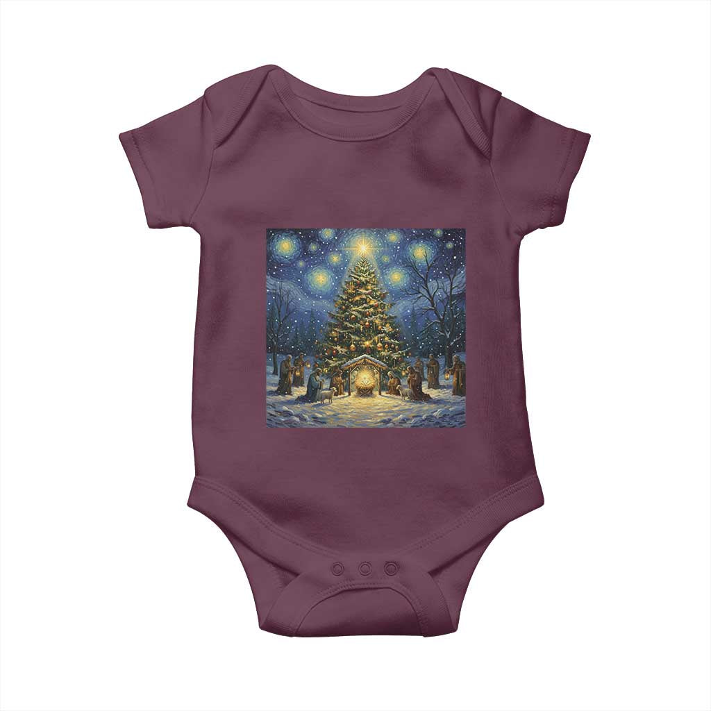 Nativity Scene Baby Onesie Christmas Starry Night Christian Jesus Baby Jesus Holiday - Wonder Print Shop