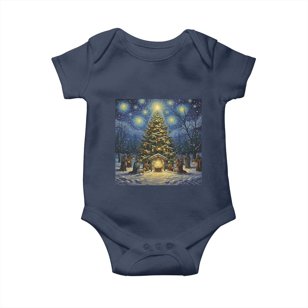 Nativity Scene Baby Onesie Christmas Starry Night Christian Jesus Baby Jesus Holiday - Wonder Print Shop