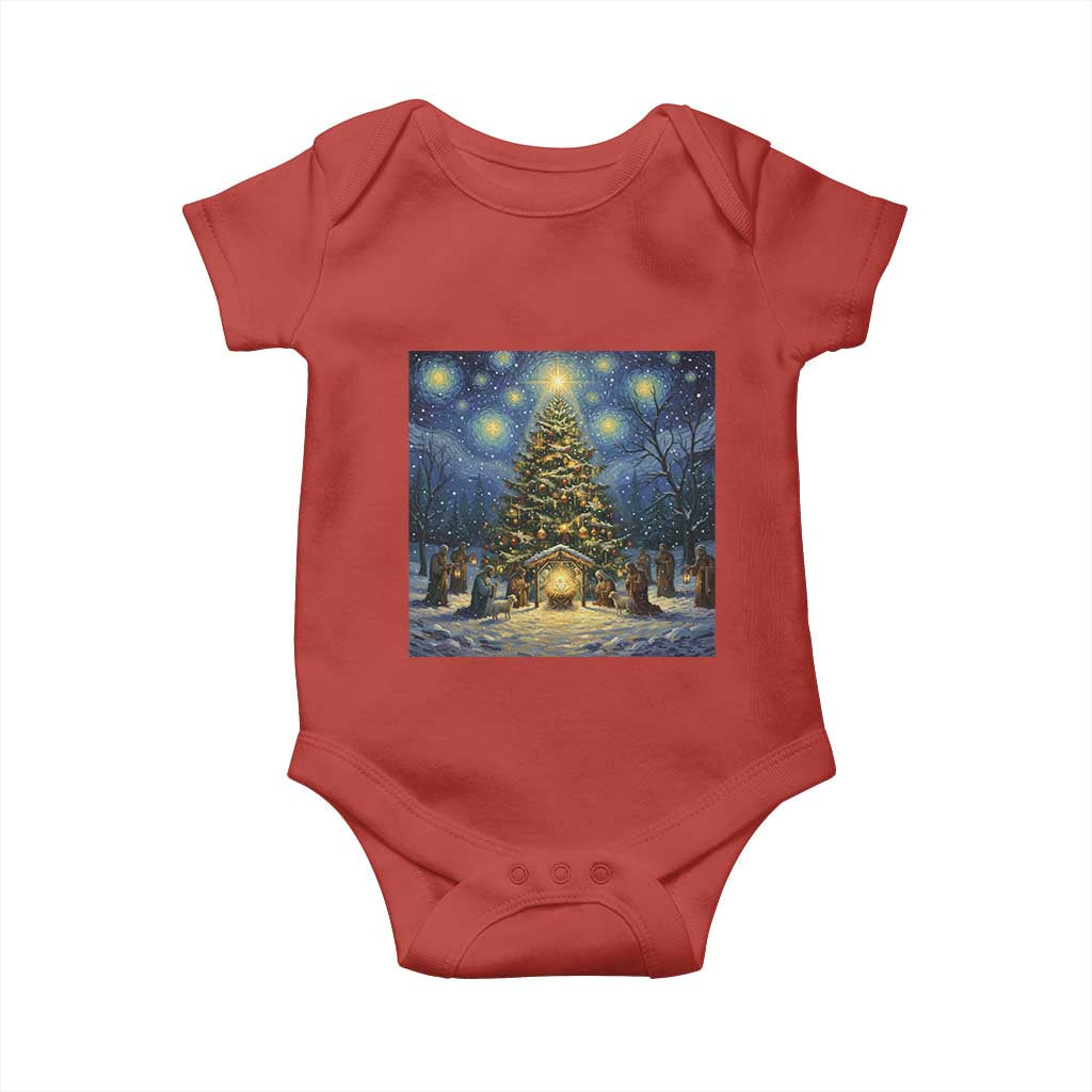 Nativity Scene Baby Onesie Christmas Starry Night Christian Jesus Baby Jesus Holiday - Wonder Print Shop