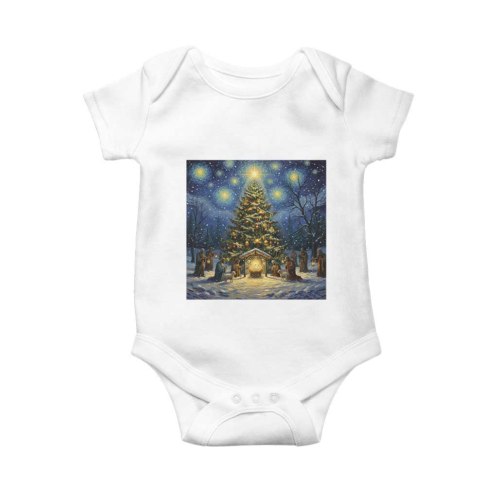 Nativity Scene Baby Onesie Christmas Starry Night Christian Jesus Baby Jesus Holiday - Wonder Print Shop