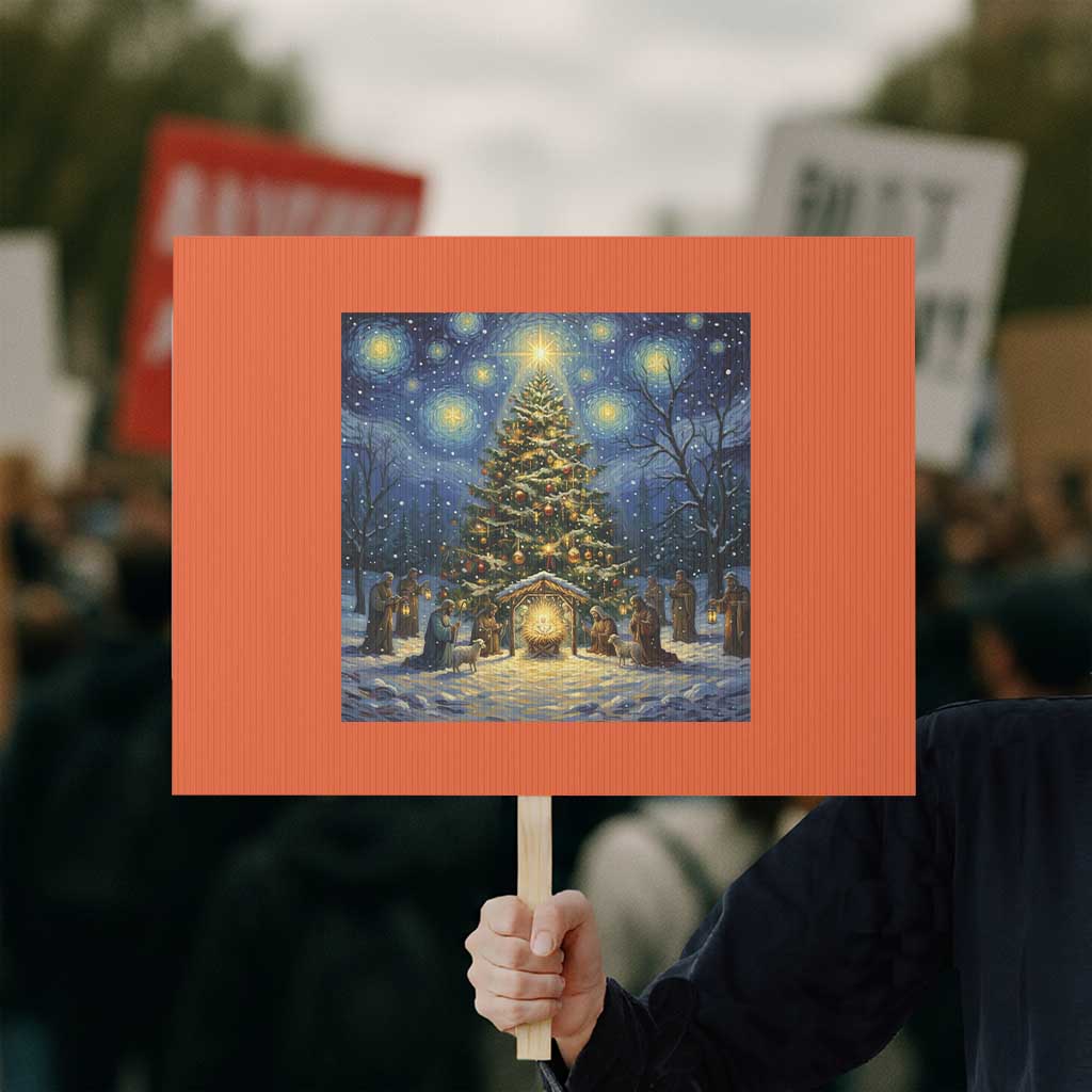 Nativity Scene Protest Sign Christmas Starry Night Christian Jesus Baby Jesus Holiday - Wonder Print Shop