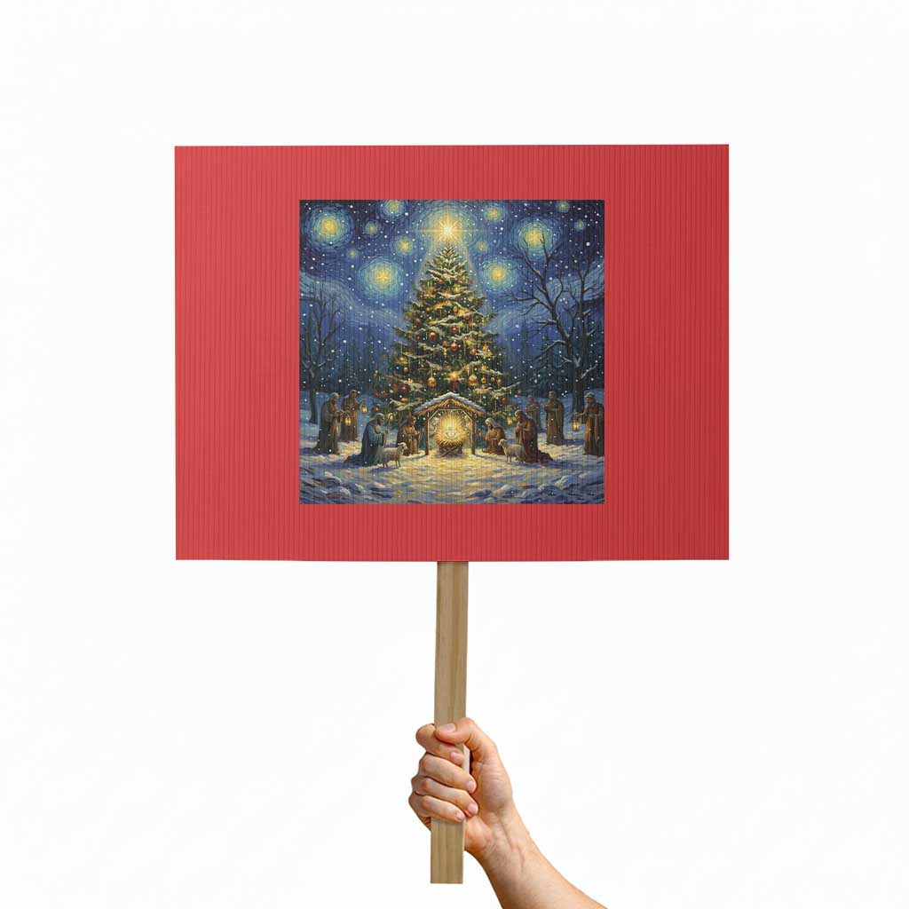 Nativity Scene Protest Sign Christmas Starry Night Christian Jesus Baby Jesus Holiday - Wonder Print Shop