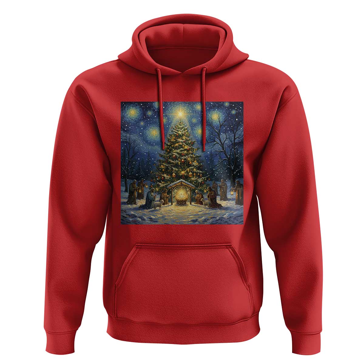 Nativity Scene Hoodie Christmas Starry Night Christian Jesus Baby Jesus Holiday - Wonder Print Shop