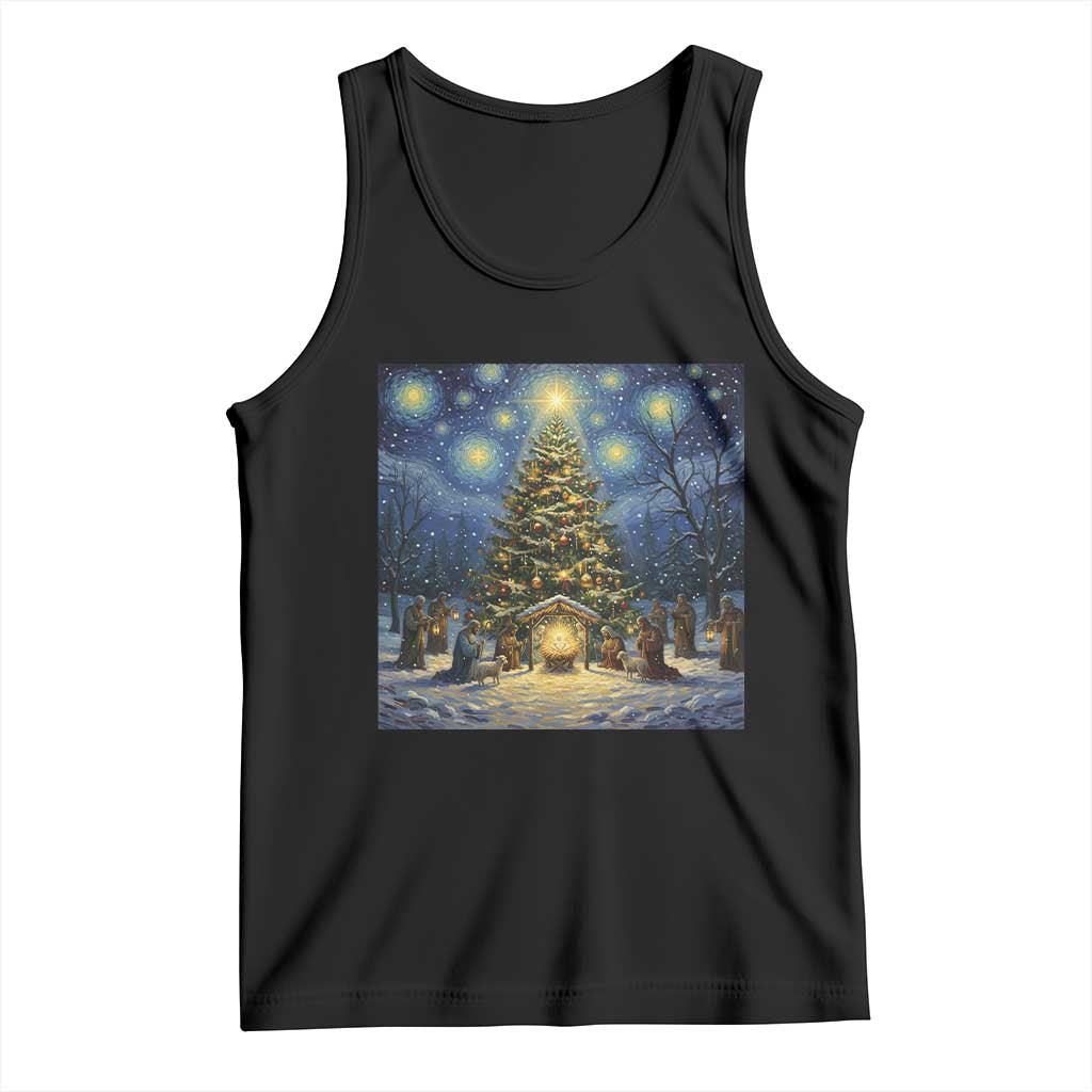 Nativity Scene Tank Top Christmas Starry Night Christian Jesus Baby Jesus Holiday - Wonder Print Shop
