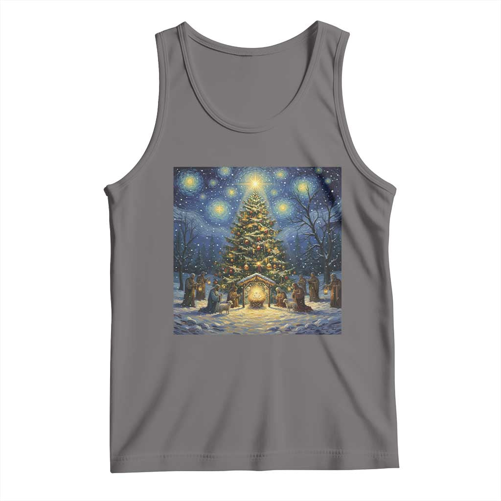Nativity Scene Tank Top Christmas Starry Night Christian Jesus Baby Jesus Holiday - Wonder Print Shop