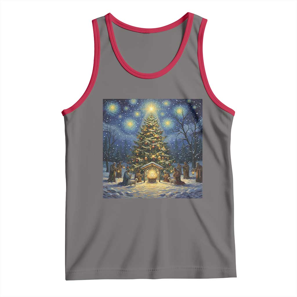 Nativity Scene Tank Top Christmas Starry Night Christian Jesus Baby Jesus Holiday - Wonder Print Shop