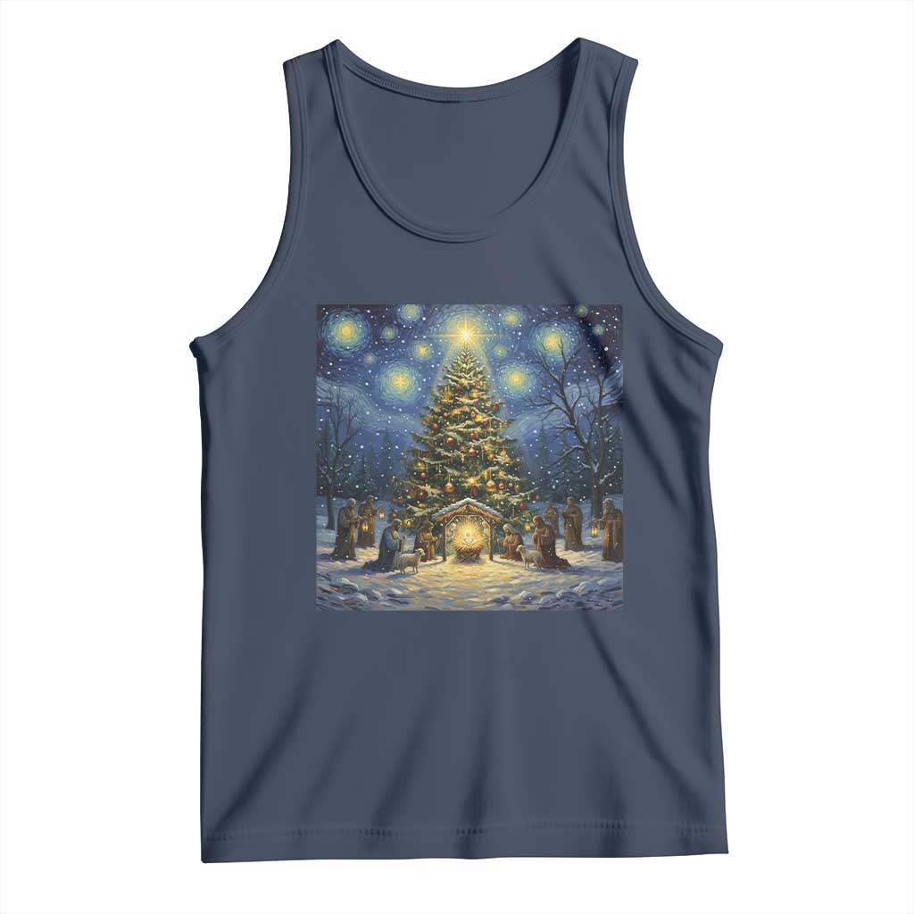 Nativity Scene Tank Top Christmas Starry Night Christian Jesus Baby Jesus Holiday - Wonder Print Shop