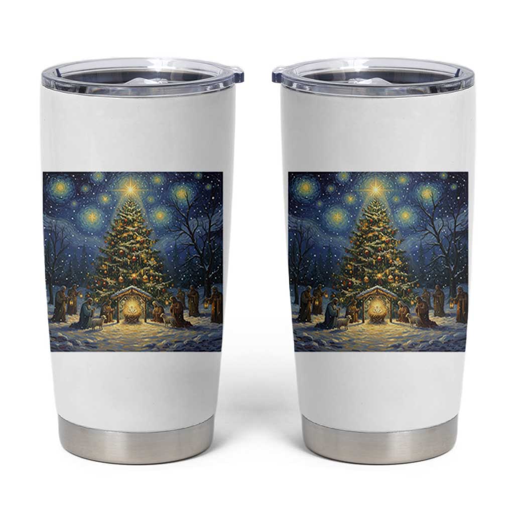 Nativity Scene Tumbler Cup Christmas Starry Night Christian Jesus Baby Jesus Holiday - Wonder Print Shop