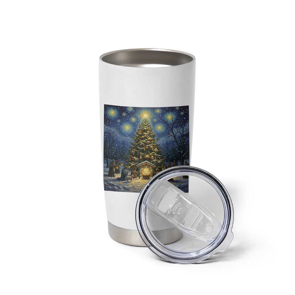 Nativity Scene Tumbler Cup Christmas Starry Night Christian Jesus Baby Jesus Holiday - Wonder Print Shop