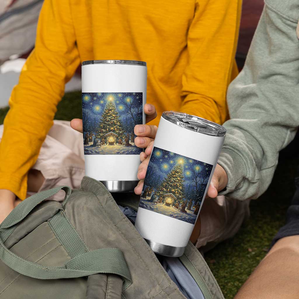 Nativity Scene Tumbler Cup Christmas Starry Night Christian Jesus Baby Jesus Holiday - Wonder Print Shop