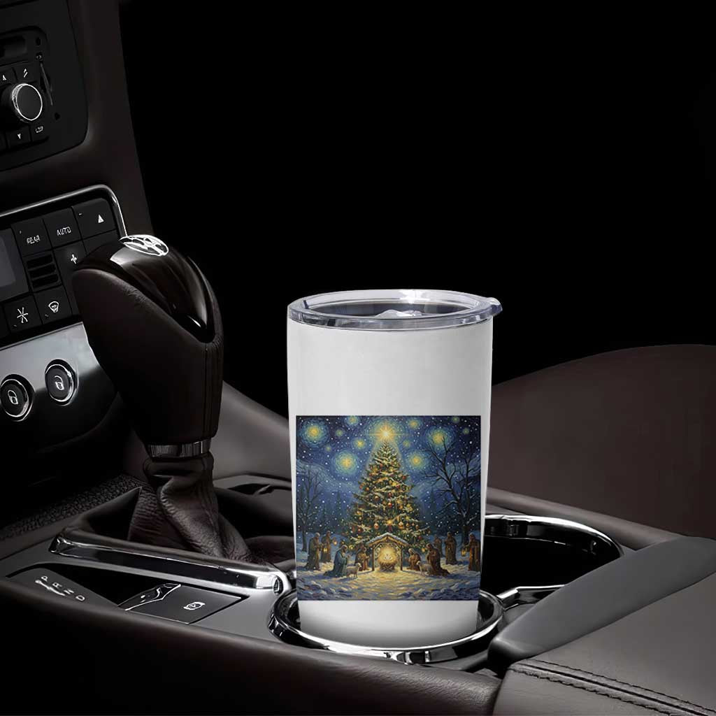 Nativity Scene Tumbler Cup Christmas Starry Night Christian Jesus Baby Jesus Holiday - Wonder Print Shop