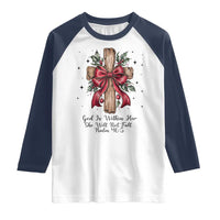 Jesus Christian Raglan Shirt Cross Bible Verse Inspirational Christmas - Wonder Print Shop