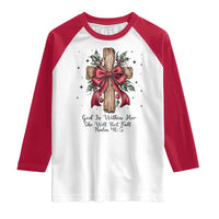 Jesus Christian Raglan Shirt Cross Bible Verse Inspirational Christmas - Wonder Print Shop