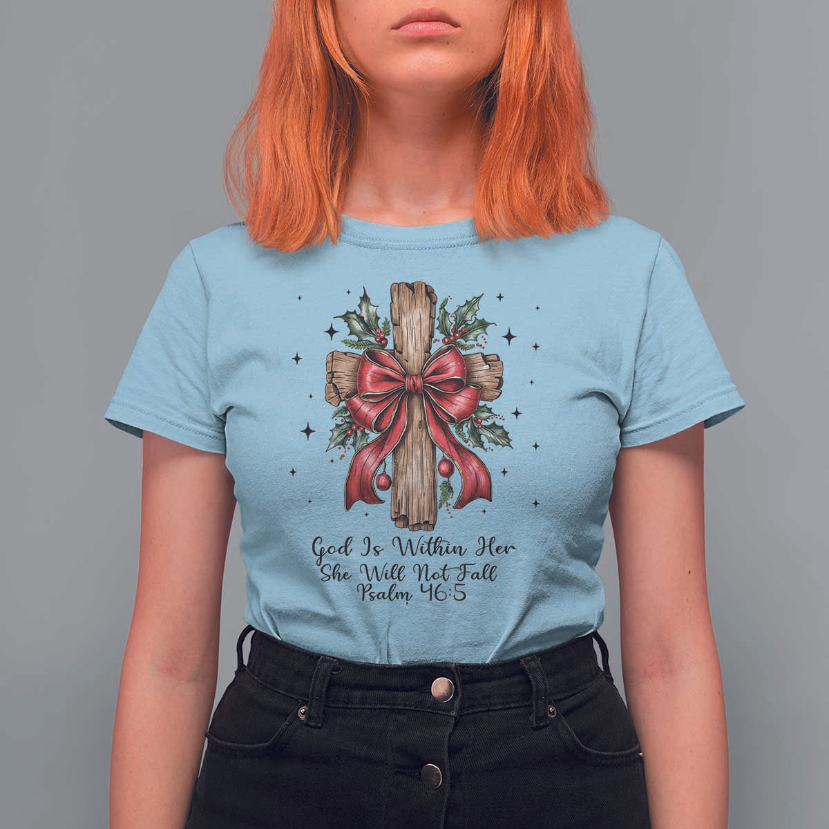 Jesus Christian T Shirt For Women Cross Bible Verse Inspirational Christmas - Wonder Print Shop
