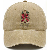 Jesus Christian Washed Cotton Baseball Cap Cross Bible Verse Inspirational Christmas