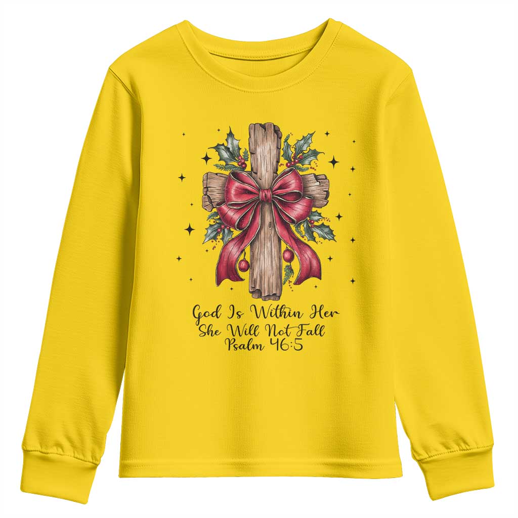 Jesus Christian Youth Sweatshirt Cross Bible Verse Inspirational Christmas - Wonder Print Shop
