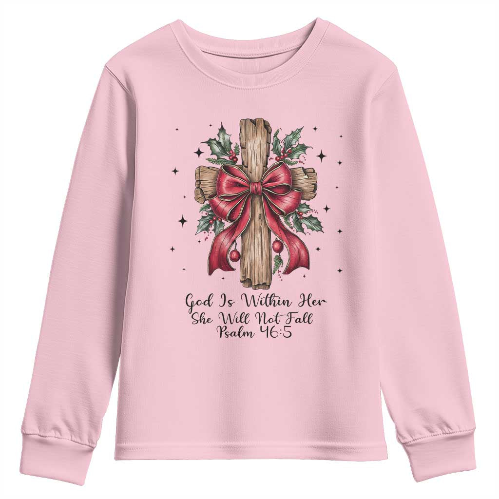 Jesus Christian Youth Sweatshirt Cross Bible Verse Inspirational Christmas - Wonder Print Shop