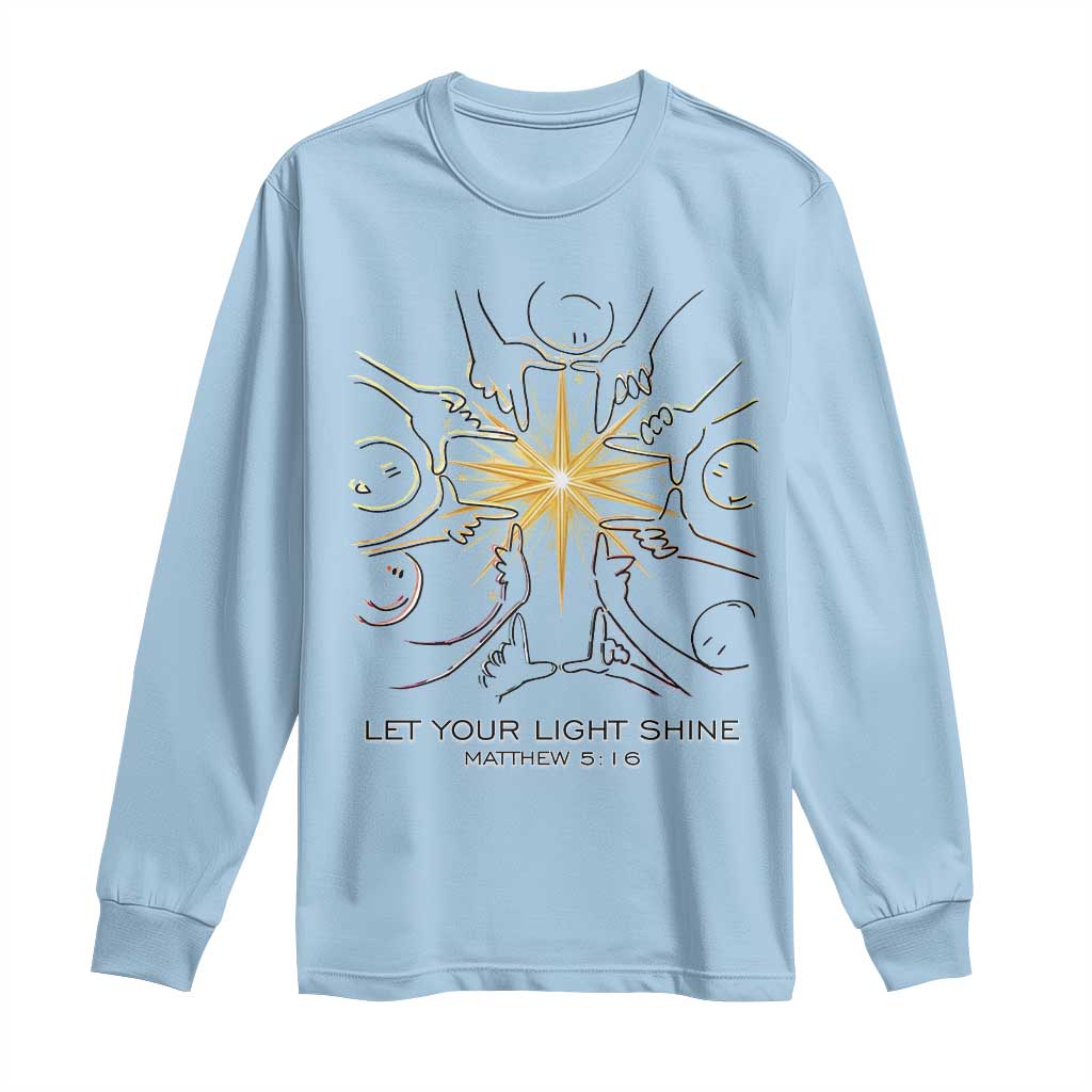 Jesus Christian Long Sleeve Shirt Let Your Light Shine Matthew 5:16 - Wonder Print Shop