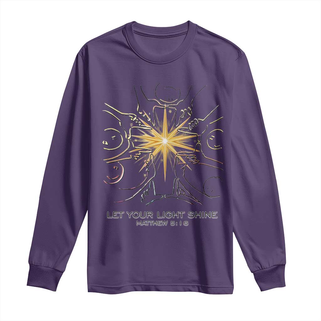 Jesus Christian Long Sleeve Shirt Let Your Light Shine Matthew 5:16 - Wonder Print Shop