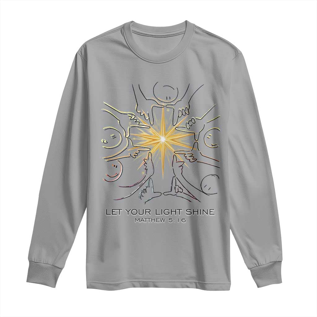 Jesus Christian Long Sleeve Shirt Let Your Light Shine Matthew 5:16 - Wonder Print Shop