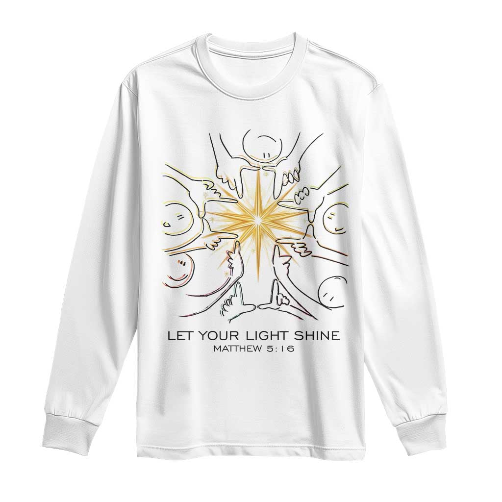 Jesus Christian Long Sleeve Shirt Let Your Light Shine Matthew 5:16 - Wonder Print Shop